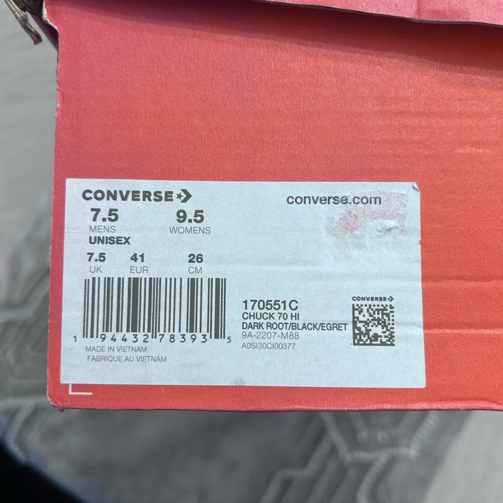 Converse Dark Brown and White High-Top Sneakers - Picture 9 of 9